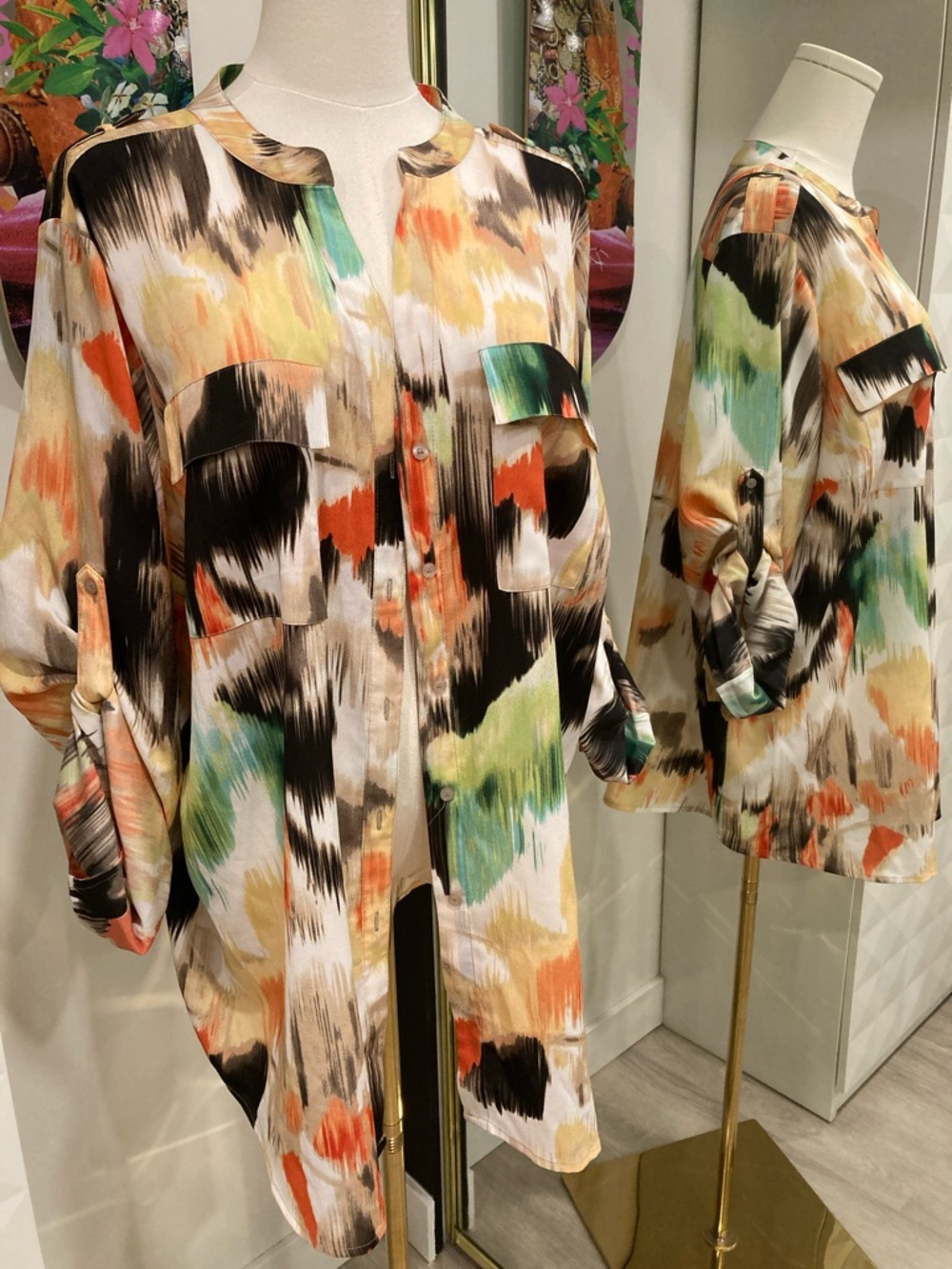 Calvin Klein Multicolor Abstract Print Button-Down Shirt